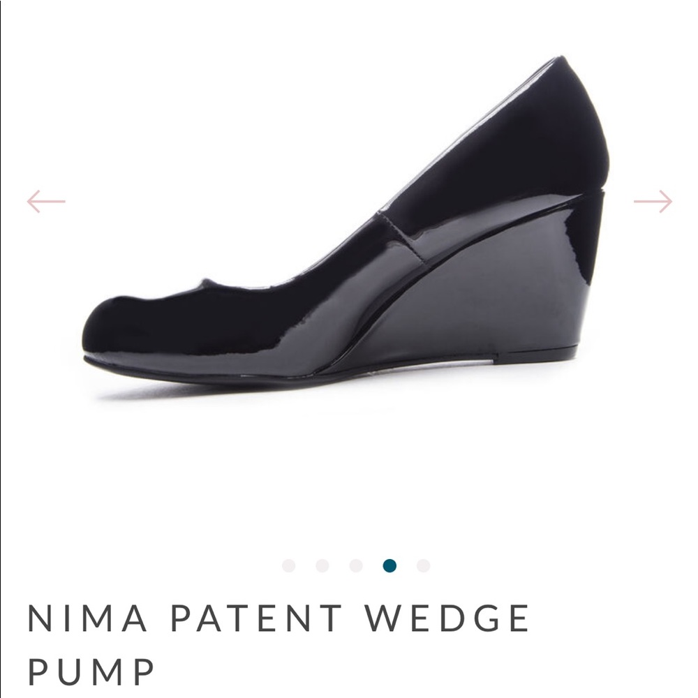 Black Nina patent wedge pump
